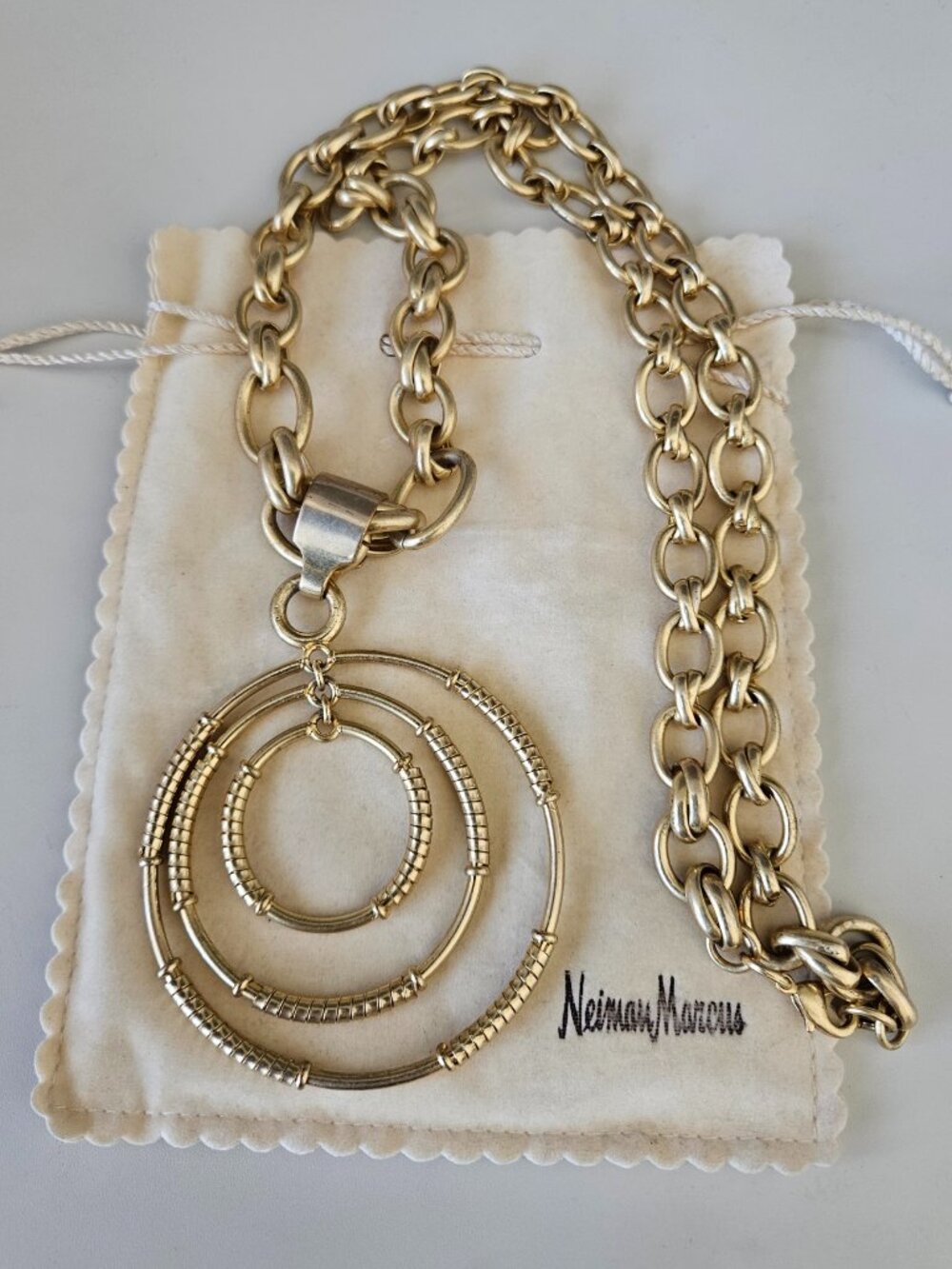 Neiman Marcus Gold-Brass Statement Medallion Necklace Gorgeous!